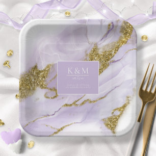 Lux Ink Lavender Abstract Wht ID990 Paper Plate