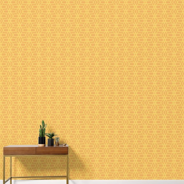 Lux look gold yellow geo pattern wallpaper (Hallway)