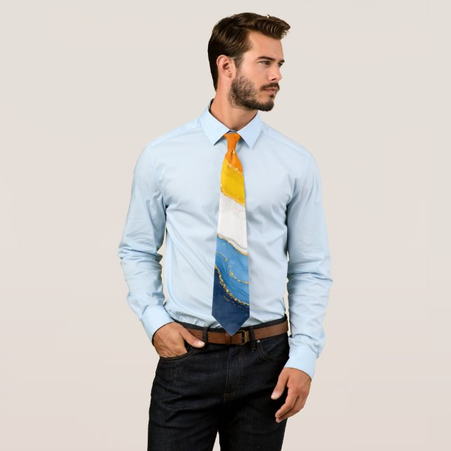 Lux Marble AroAce Pride Colours Tie (In Situ)