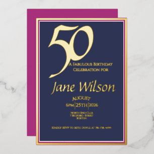 Lux Navy, Pink and Gold Foil 50th