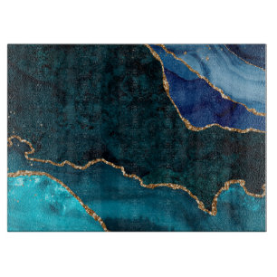 Lux Peacock Agate & Gold  Cutting Board