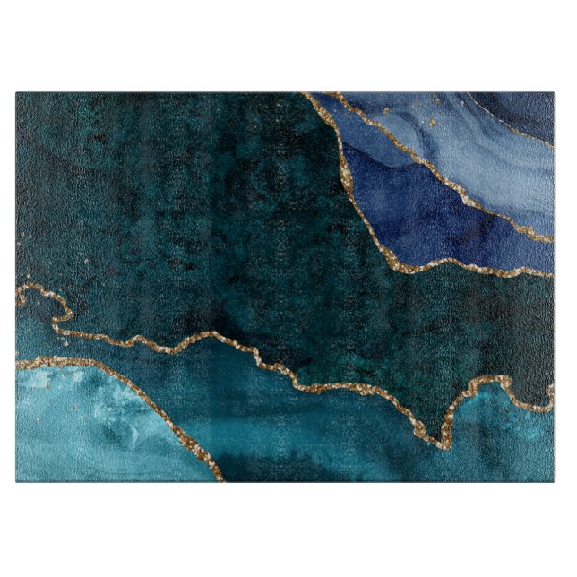 Lux Peacock Agate & Gold  Cutting Board (Front)