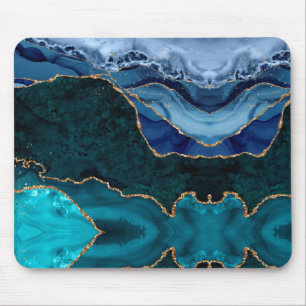 Lux Peacock Agate & Gold Mouse Mat
