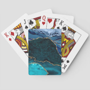 Lux Peacock Agate & Gold Playing Cards