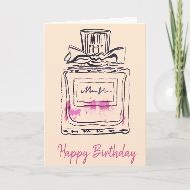 Lux Perfume bottle fashion watercolour birthday Card (Front)