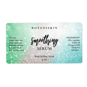Lux Silver Glitter Blue And Mint Face Serum Labels
