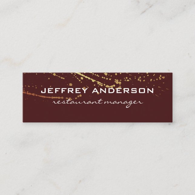 Lux Splatter Red White Mini Business Card (Front)