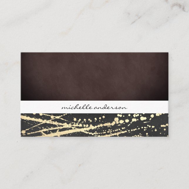 Lux Texture and Gold Expressive Business Card (Front)