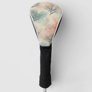 Lux Watercolor Coastal Coral & Ocean Waves (5) Golf Head Cover