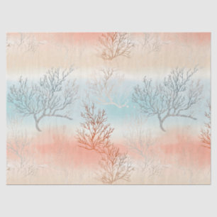 Lux Watercolor Coastal Coral & Ocean Waves Tissue Paper