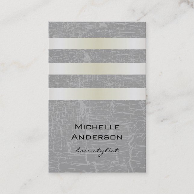 Lux White Gold Stripes with Swank Background Business Card (Front)