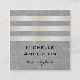 Lux White Gold Stripes with Swank Background Square Business Card