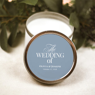 Luxe and Elegant Dusty Blue Wedding Classic Round Sticker