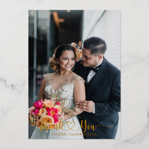 Luxe and Gold Thank You Wedding Cards - with Photo