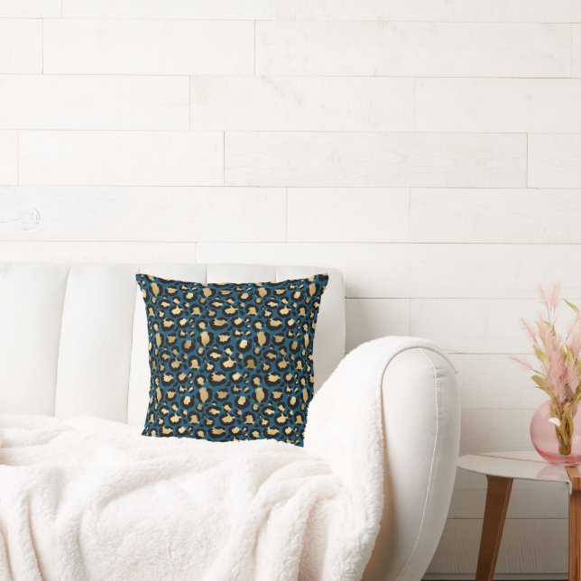 LUXE ANIMAL NAVY GOLD  PATCH PILLOW  (Couch)