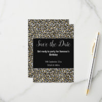 LUXE ANIMAL PRINT GREY GLITTER SAVE THE DATE