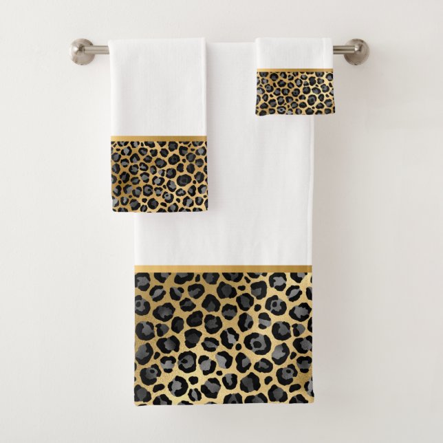 LUXE ANIMAL PRINT WHITE  BATHROOM TOWEL SET (Insitu)