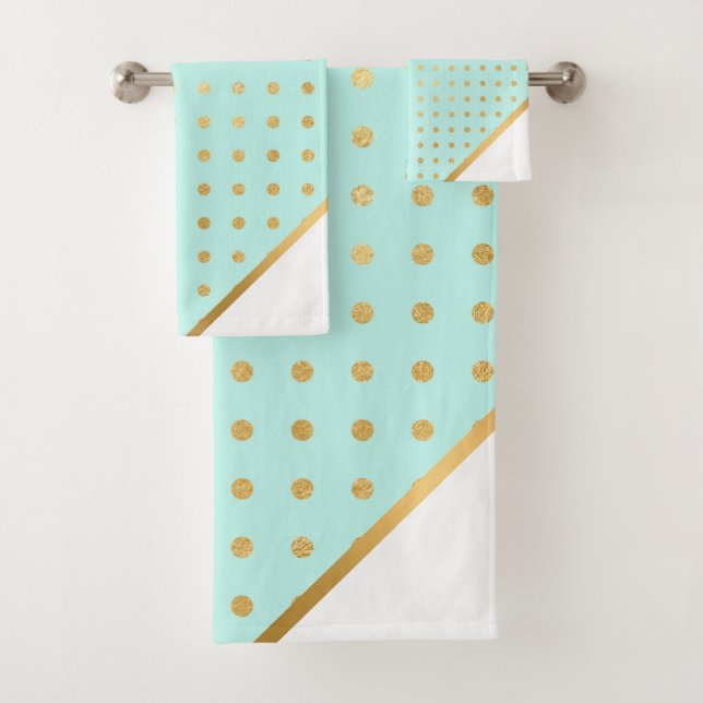 LUXE AQUA GREEN SPOT TOWEL SET (Insitu)