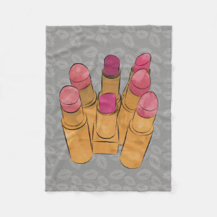 Luxe Beauty Lipstick Kiss Fleece Blanket