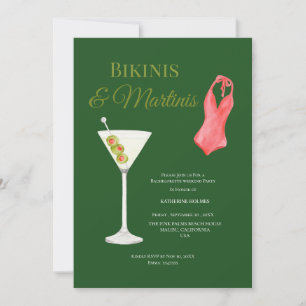 Luxe Bikinis & Martini bachelorette weekend Party Invitation
