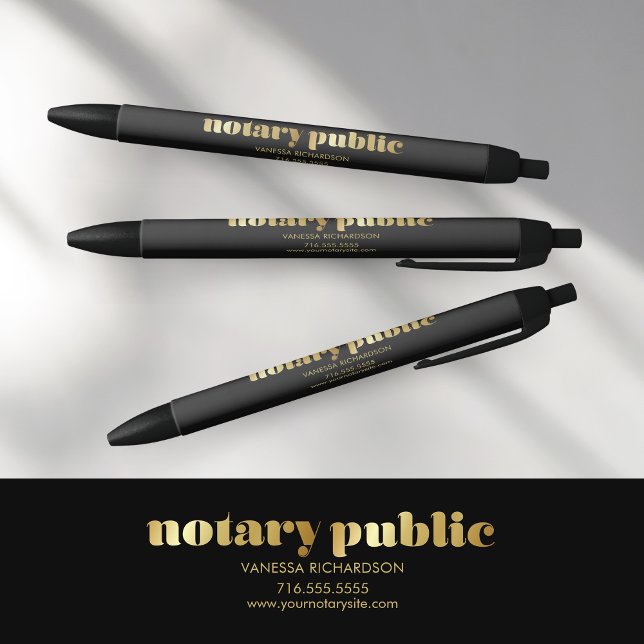 Luxe Black and Gold Business Promo Notary Public Black Ink Pen (Creator Uploaded)