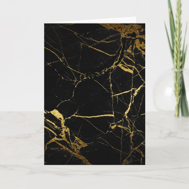 Luxe Black and Gold Marble Texture Card (Front)