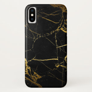 Luxe Black and Gold Marble Texture iPhone X Case