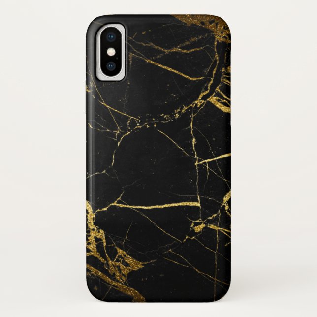 Luxe Black and Gold Marble Texture Case-Mate iPhone Case (Back)