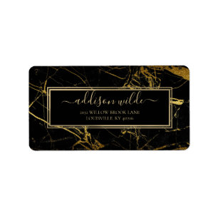 Luxe Black and Gold Marble Texture Label