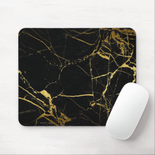 Luxe Black and Gold Marble Texture Mouse Mat
