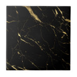 Luxe Black and Gold Marble Tile<br><div class="desc">A luxe modern motif of marble in high-contrast black and faux gold creates interest and intrigue on this ceramic tile. Art and design © 1201AM Design Studio | www.1201am.com</div>