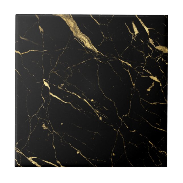 Luxe Black and Gold Marble Tile (Front)