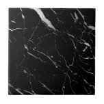 Luxe Black and Silver Marble Ceramic Tile<br><div class="desc">A luxe modern motif of marble in high-contrast black and shades of silver/grey creates interest and intrigue on this ceramic tile. Art and design © 1201AM Design Studio | www.1201am.com</div>