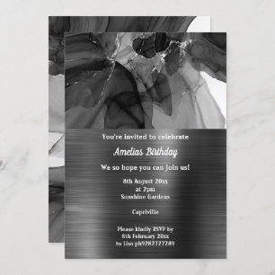 LUXE BLACK CHIFFON PARTY TEXTURE INVITATION