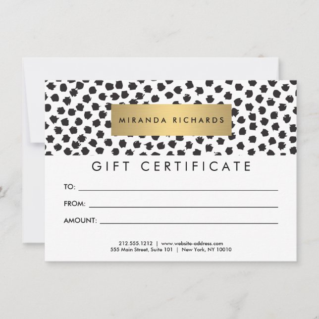Luxe Black Confetti Dots II Gift Certificate (Front)