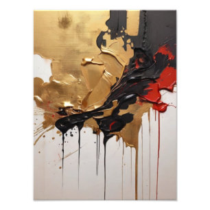 Luxe Black, Gold, and Red Abstract Photo Print
