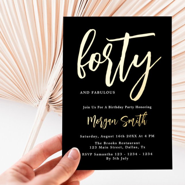 Luxe Black Gold Foil Elegant 40th Birthday (Creator Uploaded)