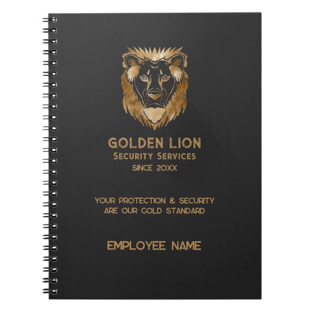 Luxe Black Gold Lion Business Logo Notebook (Front)