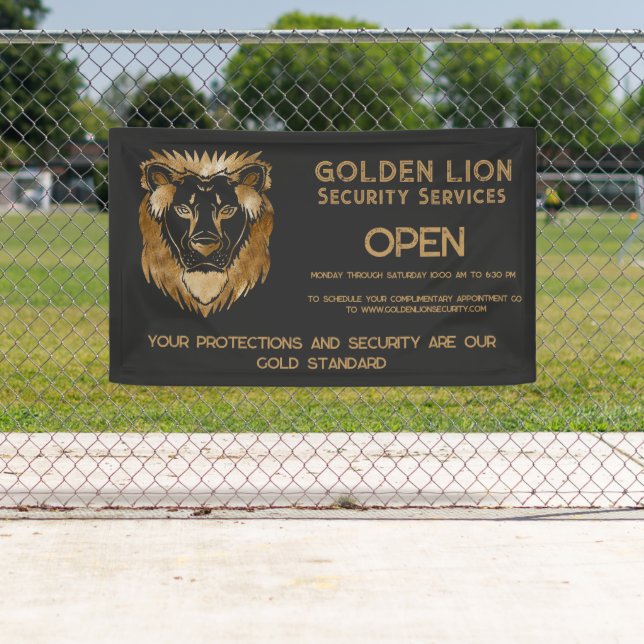 Luxe Black Gold Lion Business Logo Open Banner (Insitu)