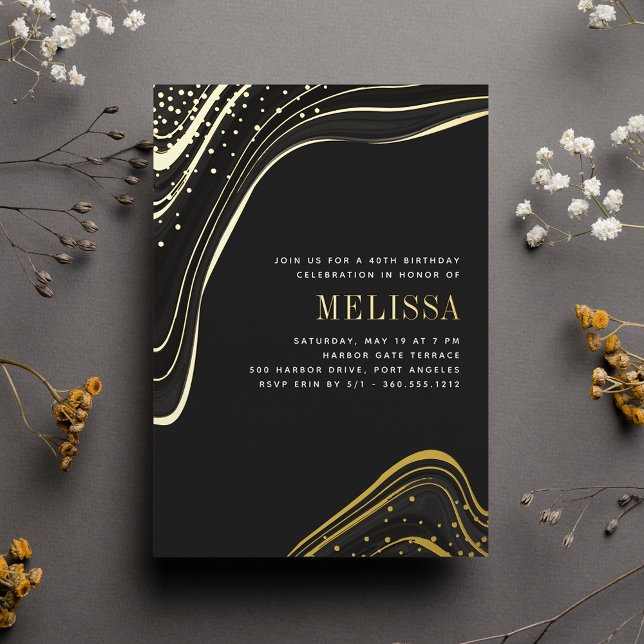 Luxe Black & Gold Liquid Marble Birthday Party (Creator Uploaded)