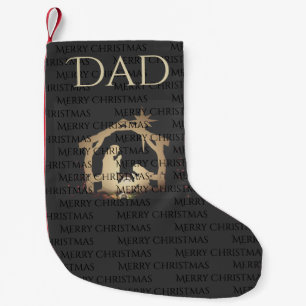 Luxe Black Gold Nativity Personalised Christmas  Small Christmas Stocking