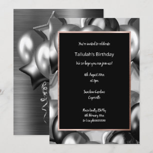 LUXE BLACK METALLIC BALLOON INVITATION