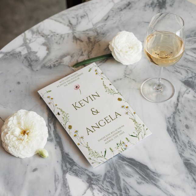  Luxe Blooms: Gold Floral Chic Wedding Invitation (Creator Uploaded)