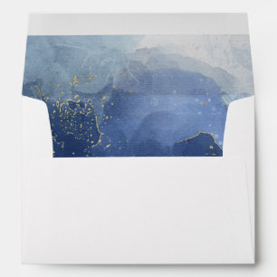 Luxe Blue and Gold Alcohol Ink 5x7 Envelope