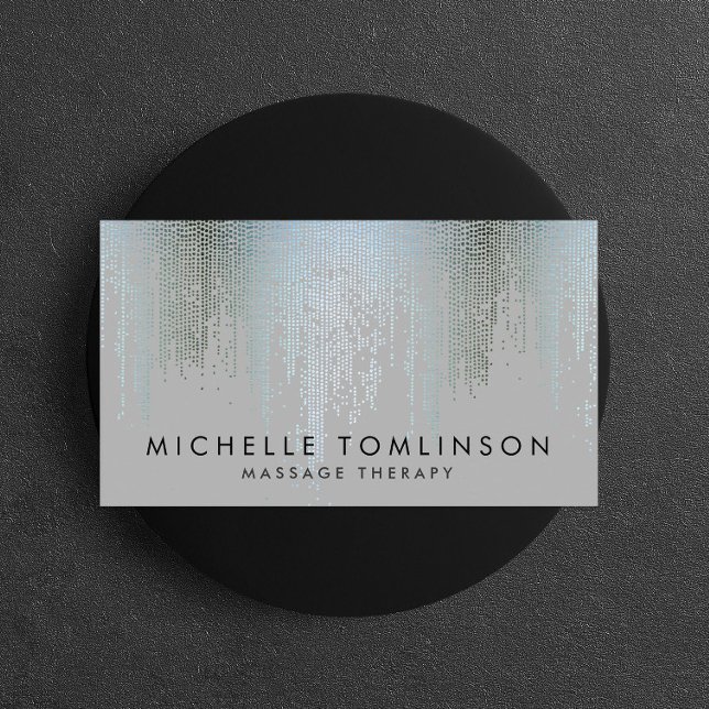 Luxe Blue Silver Confetti Rain Pattern Business Card (Creator Uploaded)