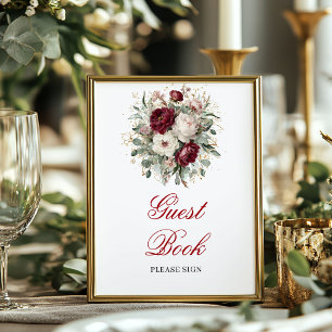 Luxe Blush Burgundy Guest Book Tabletop Sign