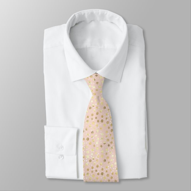 LUXE BLUSH SPOT GOLD 2 MENS TIE (Tied)