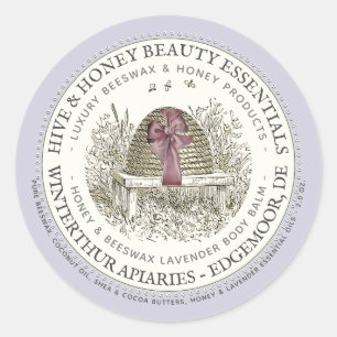 Luxe Body Balm Label Lavender with Skep and Bow