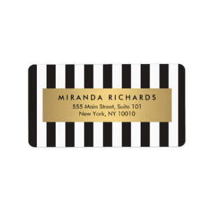 Luxe Bold Black and White Stripes with Gold Bar Label