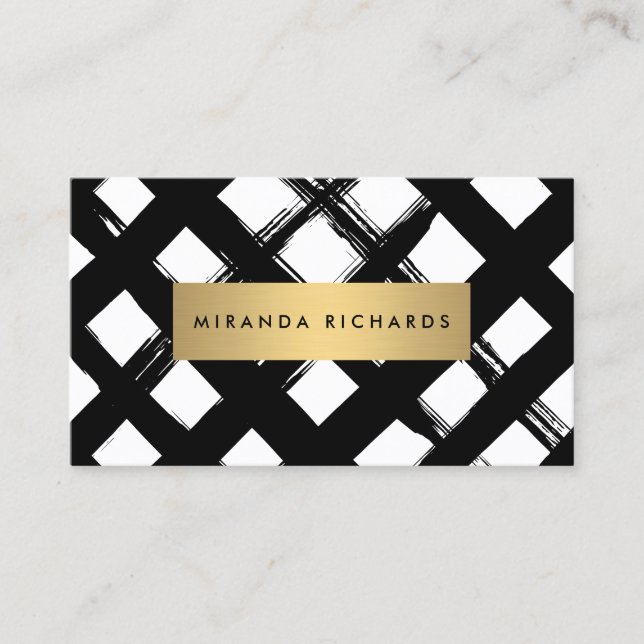Luxe Bold Brushstrokes with Social Media Business Card (Front)